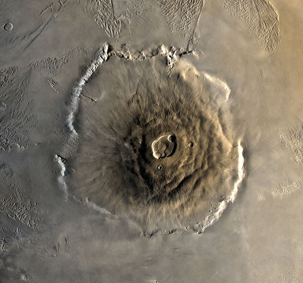 O Monte Olimpo de Marte, o maior vulcão do Sistema Solar. (Crédito: Nasa)