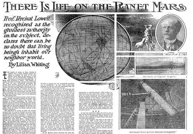 Reportagem do "New York Times" crava, em 1906: "Há vida no planeta Marte". Seria caso de "Erramos"? (Crédito: NYT/Reprodução)