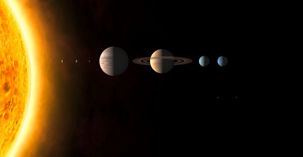  Os planetas do Sistema Solar e, num grupo à parte, os planetas anões Ceres, Plutão e Éris. Não tem um igual ao outro. (Crédito: IAU)